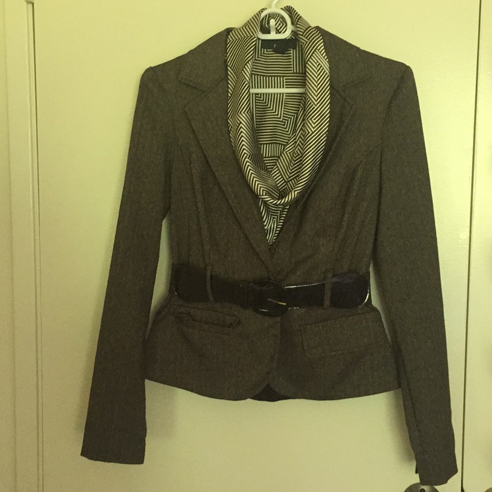 Suit with skirt, blouse and belt